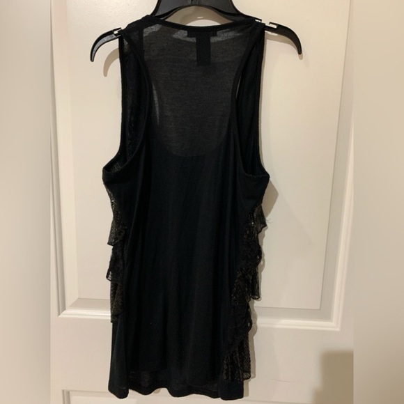 Large Black Tank with lace and sequin. Stretch material. P2P 19 - Picture 2 of 4